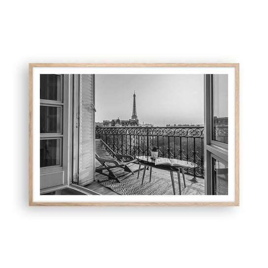 Obraz - Plakat - Paryskie popołudnie - 91x61cm - Miasto Paryż Architektura - Foto Plakaty na ścianę w ramie jasny dąb - Plakat do Salonu Sypialni ARTTOR ARTTOR