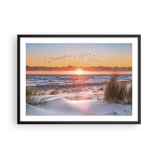 Obraz - Plakat - Pejzaż horyzontalny - 70x50cm - Krajobraz Morze Plaża - Nowoczesny modny obraz Plakat czarna rama ARTTOR ARTTOR