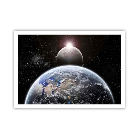 Obraz - Plakat - Pejzaż kosmiczny - wschód słońca - 100x70cm - Kosmos Abstrakcja 3D - Foto Plakaty bez ramy na ścianę do Salonu Sypialni ARTTOR ARTTOR