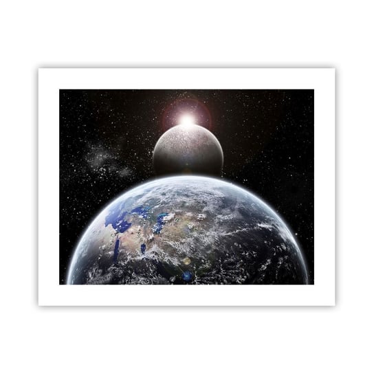 Obraz - Plakat - Pejzaż kosmiczny - wschód słońca - 50x40cm - Kosmos Abstrakcja 3D - Foto Plakaty bez ramy do Salonu Sypialni ARTTOR ARTTOR