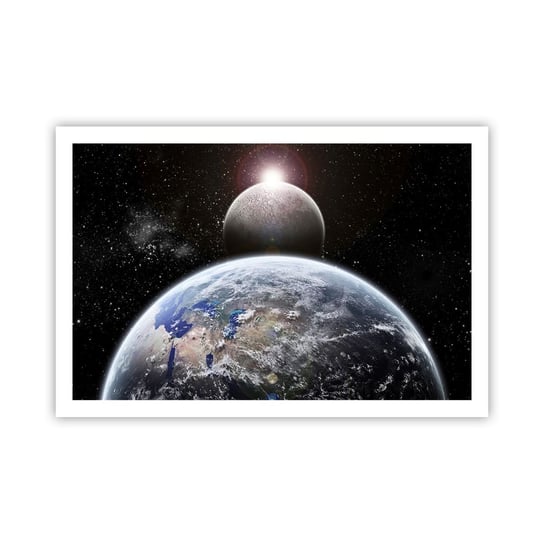 Obraz - Plakat - Pejzaż kosmiczny - wschód słońca - 91x61cm - Kosmos Abstrakcja 3D - Foto Plakaty na ścianę bez ramy - Plakat do Salonu Sypialni ARTTOR ARTTOR