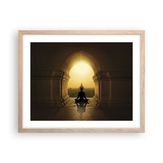 Obraz - Plakat - Pełna harmonia - 50x40cm - Medytacja Świątynia Budda - Foto Plakaty w ramie koloru jasny dąb do Salonu Sypialni ARTTOR ARTTOR