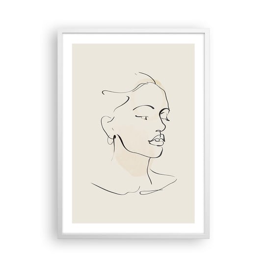 Obraz - Plakat - Pewną kreską - 50x70cm - Abstrakcja Twarz Kobiety Lineart - Nowoczesny modny obraz Plakat rama biała ARTTOR ARTTOR