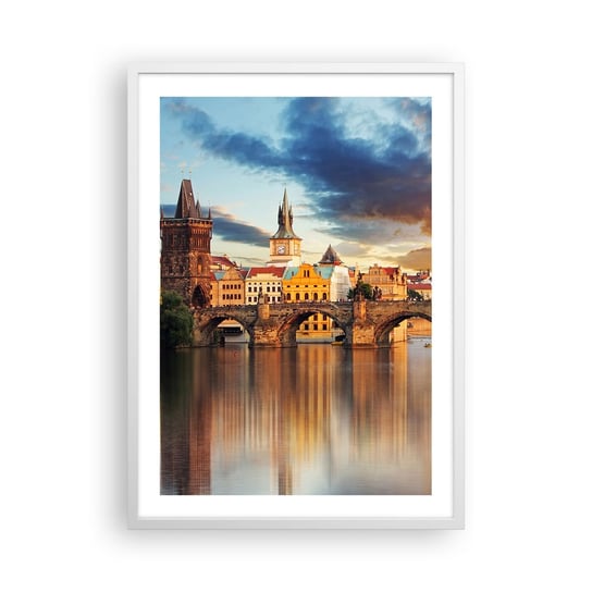 Obraz - Plakat - Piękna od wieków - 50x70cm - Miasto Praga Czechy - Nowoczesny modny obraz Plakat rama biała ARTTOR ARTTOR