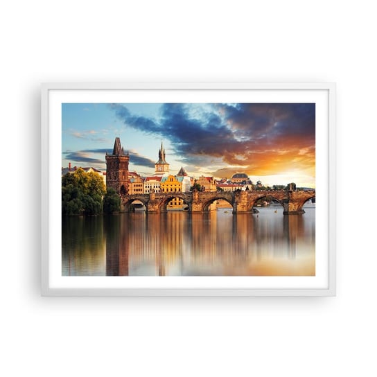 Obraz - Plakat - Piękna od wieków - 70x50cm - Miasto Praga Czechy - Nowoczesny modny obraz Plakat rama biała ARTTOR ARTTOR
