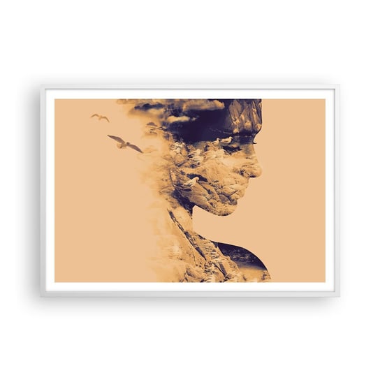 Obraz - Plakat - Piękna z natury - 100x70cm - Abstrakcja Sztuka Twarz Kobiety - Foto Plakaty w ramie koloru białego do Salonu Sypialni ARTTOR ARTTOR