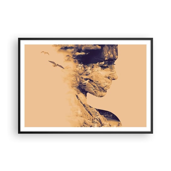 Obraz - Plakat - Piękna z natury - 100x70cm - Abstrakcja Sztuka Twarz Kobiety - Foto Plakaty w ramie koloru czarnego do Salonu Sypialni ARTTOR ARTTOR