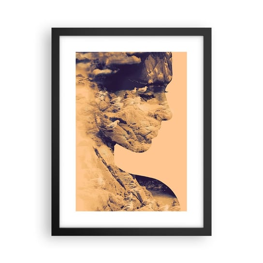 Obraz - Plakat - Piękna z natury - 30x40cm - Abstrakcja Sztuka Twarz Kobiety - Foto Plakaty na ścianę w czarnej ramie - Plakat do Salonu Sypialni ARTTOR ARTTOR