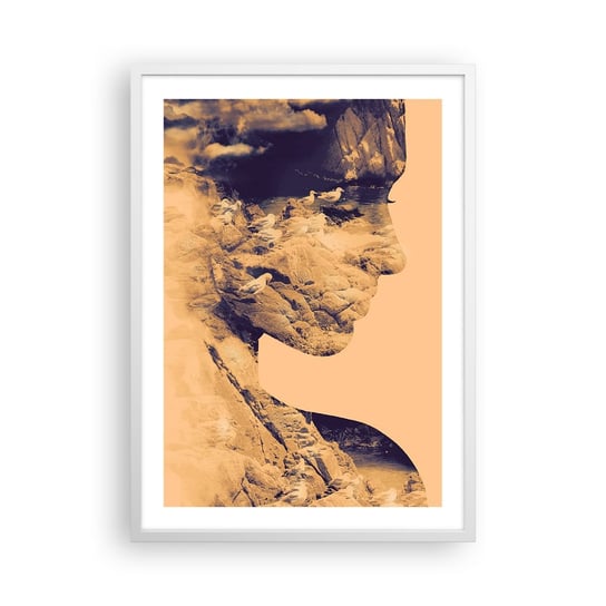 Obraz - Plakat - Piękna z natury - 50x70cm - Abstrakcja Sztuka Twarz Kobiety - Nowoczesny modny obraz Plakat rama biała ARTTOR ARTTOR