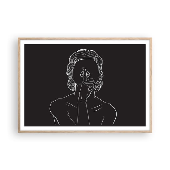 Obraz - Plakat - Piękno rozkwita w ciszy - 100x70cm - Kobieta Rysunek Kreska - Foto Plakaty w ramie koloru jasny dąb do Salonu Sypialni ARTTOR ARTTOR