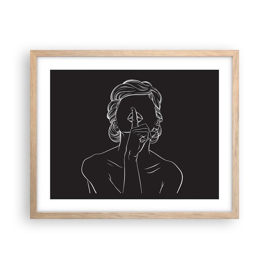 Obraz - Plakat - Piękno rozkwita w ciszy - 50x40cm - Kobieta Rysunek Kreska - Foto Plakaty w ramie koloru jasny dąb do Salonu Sypialni ARTTOR ARTTOR