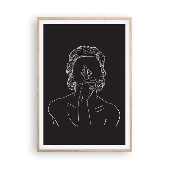 Obraz - Plakat - Piękno rozkwita w ciszy - 70x100cm - Kobieta Rysunek Kreska - Foto Plakaty w ramie koloru jasny dąb do Salonu Sypialni ARTTOR ARTTOR