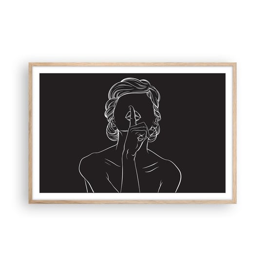 Obraz - Plakat - Piękno rozkwita w ciszy - 91x61cm - Kobieta Rysunek Kreska - Foto Plakaty na ścianę w ramie jasny dąb - Plakat do Salonu Sypialni ARTTOR ARTTOR
