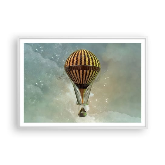 Obraz - Plakat - Pionierskie loty - 100x70cm - Balon Latać Chmury - Foto Plakaty w ramie koloru białego do Salonu Sypialni ARTTOR ARTTOR