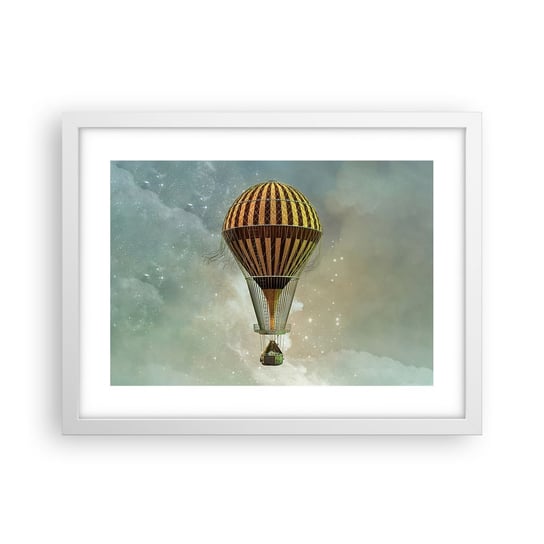 Obraz - Plakat - Pionierskie loty - 40x30cm - Balon Latać Chmury - Foto Plakaty na ścianę w ramie białej - Plakat do Salonu Sypialni ARTTOR ARTTOR