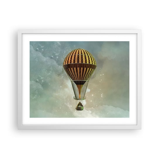 Obraz - Plakat - Pionierskie loty - 50x40cm - Balon Latać Chmury - Foto Plakaty w ramie koloru białego do Salonu Sypialni ARTTOR ARTTOR
