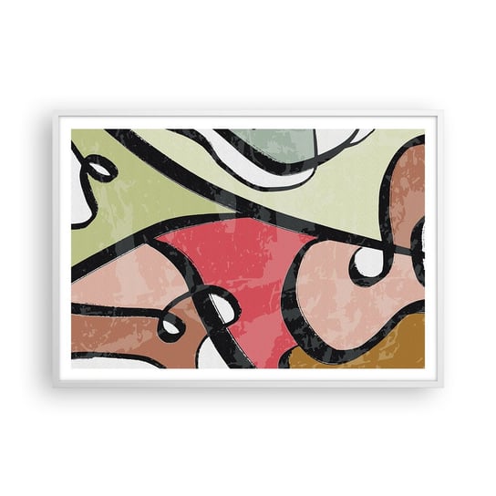 Obraz - Plakat - Piruety wśród barw - 100x70cm - Abstrakcja Sztuka Nowoczesny - Foto Plakaty w ramie koloru białego do Salonu Sypialni ARTTOR ARTTOR