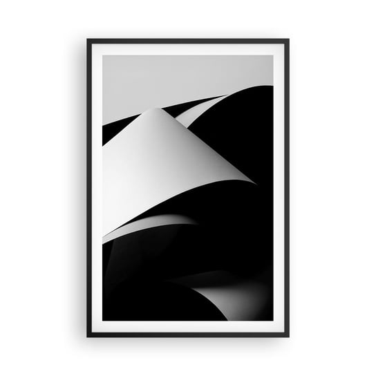 Obraz - Plakat - Płaszczyzny światła z głębi cienia - 61x91cm - 3D Stonowany Kształty - Foto Plakaty na ścianę w czarnej ramie - Plakat do Salonu Sypialni ARTTOR ARTTOR