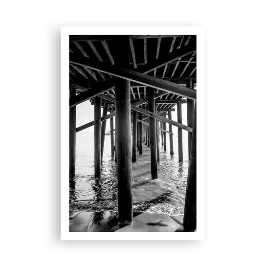 Obraz - Plakat - Plażowa kryjówka - 61x91cm - Pomost Ocean Kalifornia - Foto Plakaty na ścianę bez ramy - Plakat do Salonu Sypialni ARTTOR ARTTOR
