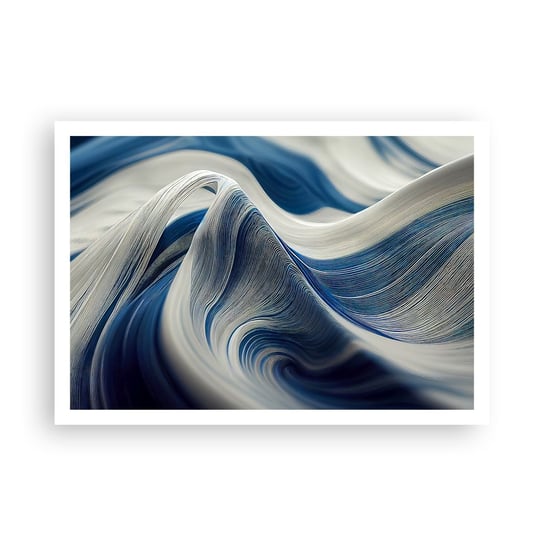 Obraz - Plakat - Płynność błękitu i bieli - 100x70cm - Farba Fala 3D - Foto Plakaty bez ramy na ścianę do Salonu Sypialni ARTTOR ARTTOR