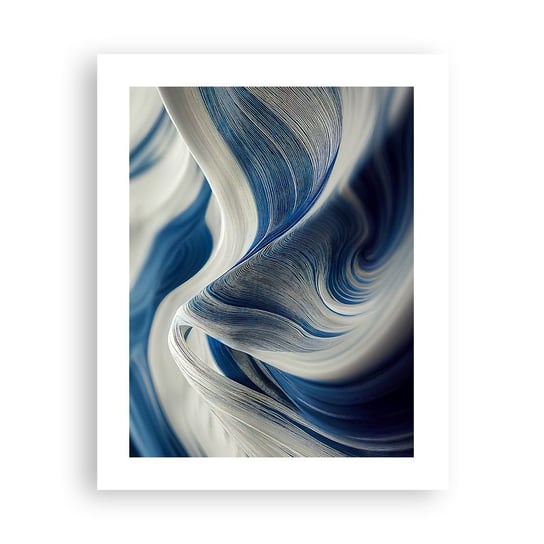 Obraz - Plakat - Płynność błękitu i bieli - 40x50cm - Farba Fala 3D - Foto Plakaty bez ramy do Salonu Sypialni ARTTOR ARTTOR