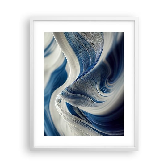 Obraz - Plakat - Płynność błękitu i bieli - 40x50cm - Farba Fala 3D - Foto Plakaty w ramie koloru białego do Salonu Sypialni ARTTOR ARTTOR