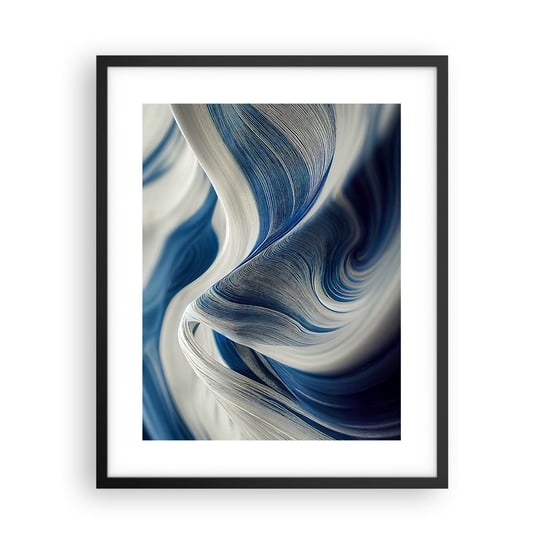 Obraz - Plakat - Płynność błękitu i bieli - 40x50cm - Farba Fala 3D - Foto Plakaty w ramie koloru czarnego do Salonu Sypialni ARTTOR ARTTOR