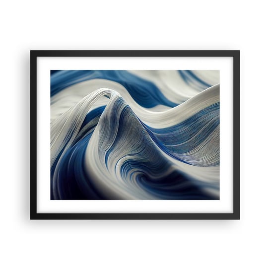Obraz - Plakat - Płynność błękitu i bieli - 50x40cm - Farba Fala 3D - Foto Plakaty w ramie koloru czarnego do Salonu Sypialni ARTTOR ARTTOR