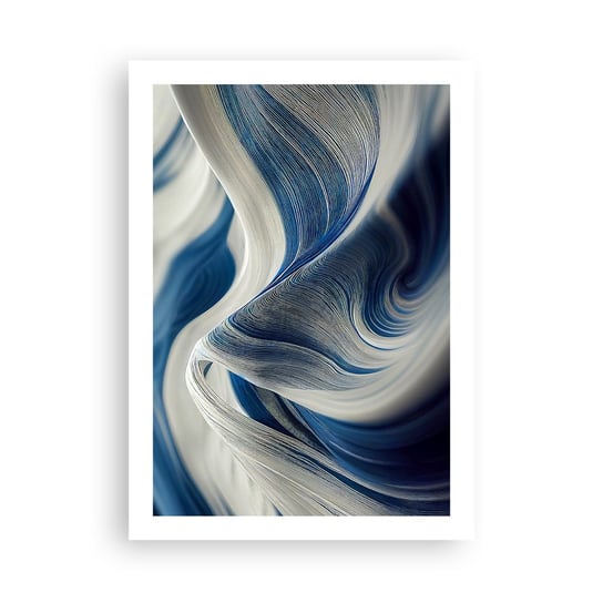 Obraz - Plakat - Płynność błękitu i bieli - 50x70cm - Farba Fala 3D - Nowoczesny modny obraz Plakat bez ramy do Salonu Sypialni ARTTOR ARTTOR