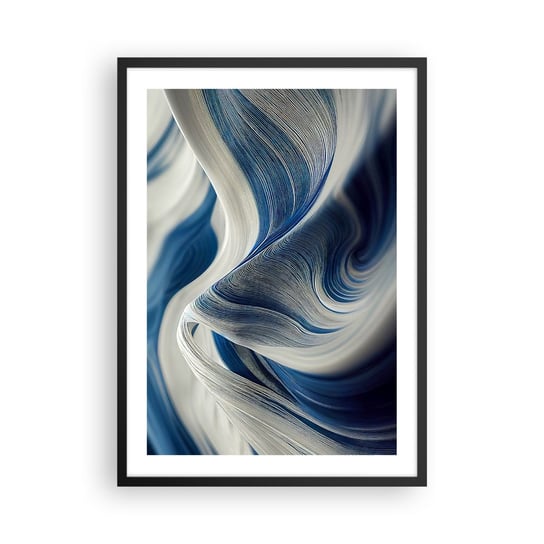 Obraz - Plakat - Płynność błękitu i bieli - 50x70cm - Farba Fala 3D - Nowoczesny modny obraz Plakat czarna rama ARTTOR ARTTOR