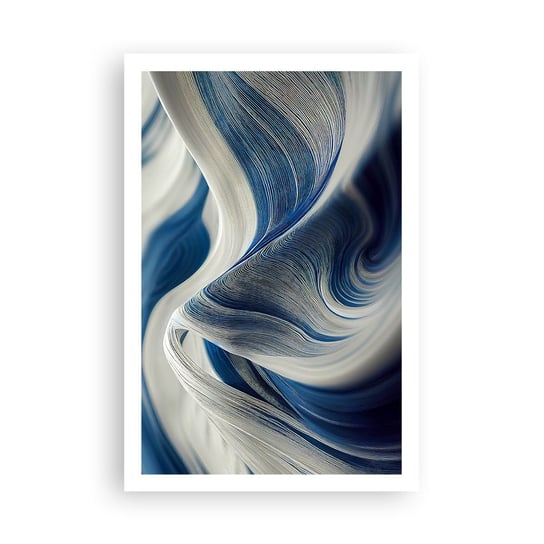 Obraz - Plakat - Płynność błękitu i bieli - 61x91cm - Farba Fala 3D - Foto Plakaty na ścianę bez ramy - Plakat do Salonu Sypialni ARTTOR ARTTOR