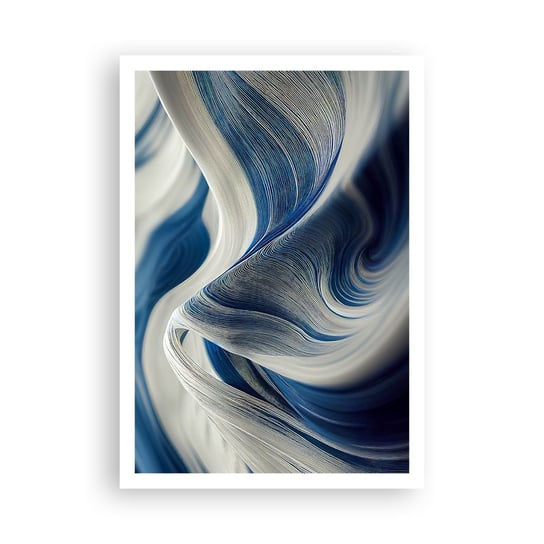 Obraz - Plakat - Płynność błękitu i bieli - 70x100cm - Farba Fala 3D - Foto Plakaty bez ramy na ścianę do Salonu Sypialni ARTTOR ARTTOR