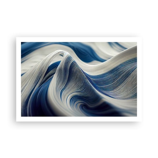 Obraz - Plakat - Płynność błękitu i bieli - 91x61cm - Farba Fala 3D - Foto Plakaty na ścianę bez ramy - Plakat do Salonu Sypialni ARTTOR ARTTOR