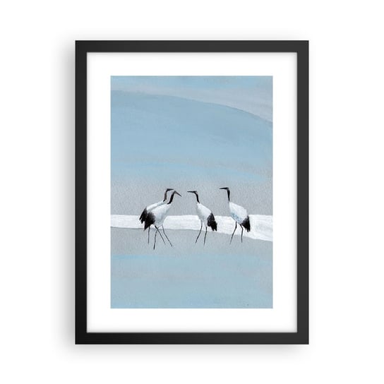 Obraz - Plakat - Po gorącym dniu - 30x40cm - Ptaki Żurawie Natura - Foto Plakaty na ścianę w czarnej ramie - Plakat do Salonu Sypialni ARTTOR ARTTOR