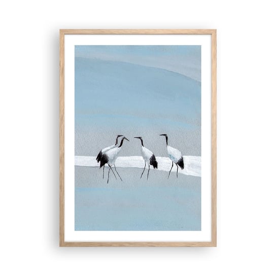 Obraz - Plakat - Po gorącym dniu - 50x70cm - Ptaki Żurawie Natura - Nowoczesny modny obraz Plakat rama jasny dąb ARTTOR ARTTOR