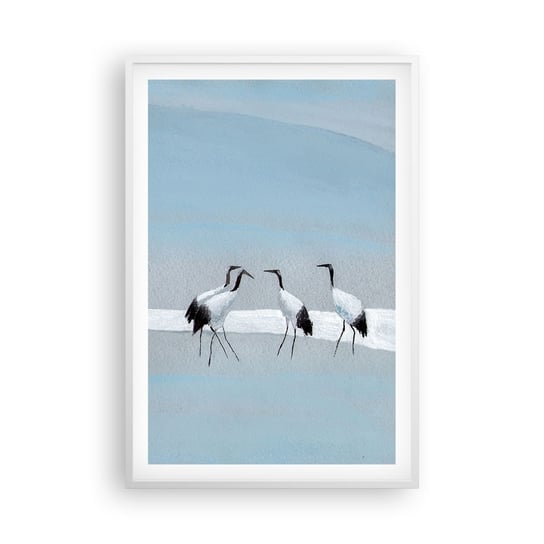 Obraz - Plakat - Po gorącym dniu - 61x91cm - Ptaki Żurawie Natura - Foto Plakaty na ścianę w ramie białej - Plakat do Salonu Sypialni ARTTOR ARTTOR