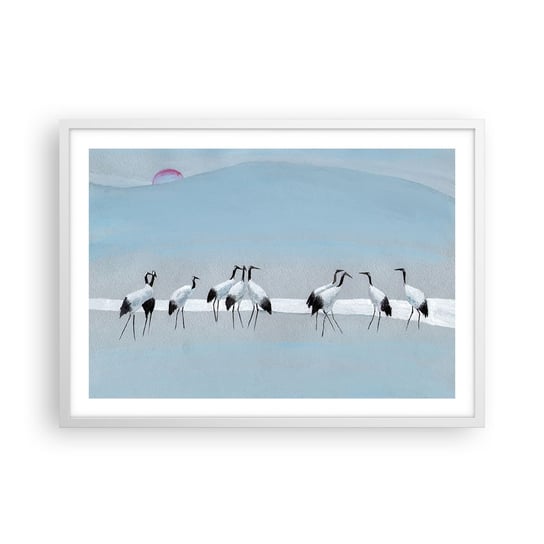 Obraz - Plakat - Po gorącym dniu - 70x50cm - Ptaki Żurawie Natura - Nowoczesny modny obraz Plakat rama biała ARTTOR ARTTOR