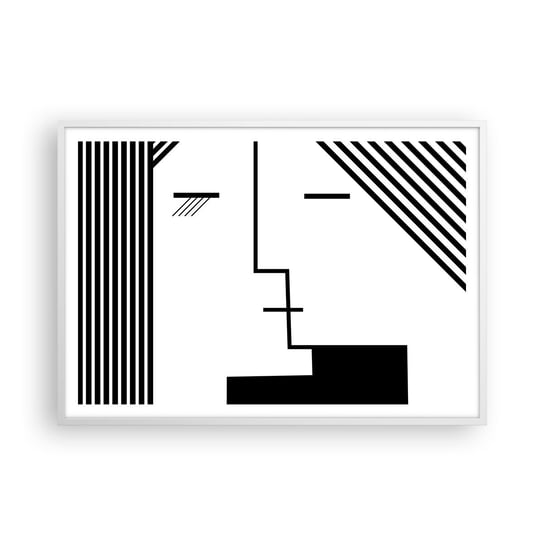 Obraz - Plakat - Po prostu pocałunek - 100x70cm - Sztuka Współczesna Czarno-Biały Twarz - Foto Plakaty w ramie koloru białego do Salonu Sypialni ARTTOR ARTTOR