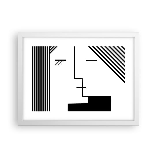 Obraz - Plakat - Po prostu pocałunek - 40x30cm - Sztuka Współczesna Czarno-Biały Twarz - Foto Plakaty na ścianę w ramie białej - Plakat do Salonu Sypialni ARTTOR ARTTOR