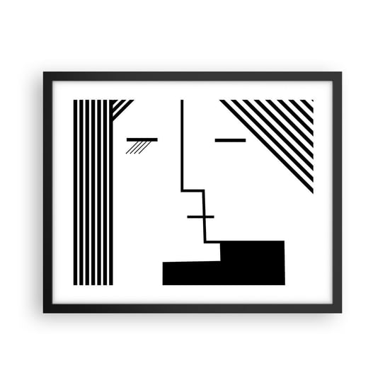 Obraz - Plakat - Po prostu pocałunek - 50x40cm - Sztuka Współczesna Czarno-Biały Twarz - Foto Plakaty w ramie koloru czarnego do Salonu Sypialni ARTTOR ARTTOR