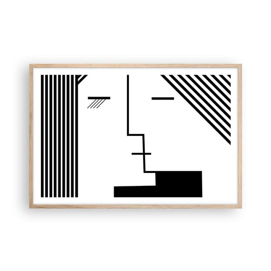 Obraz - Plakat - Po prostu pocałunek - 91x61cm - Sztuka Współczesna Czarno-Biały Twarz - Foto Plakaty na ścianę w ramie jasny dąb - Plakat do Salonu Sypialni ARTTOR ARTTOR