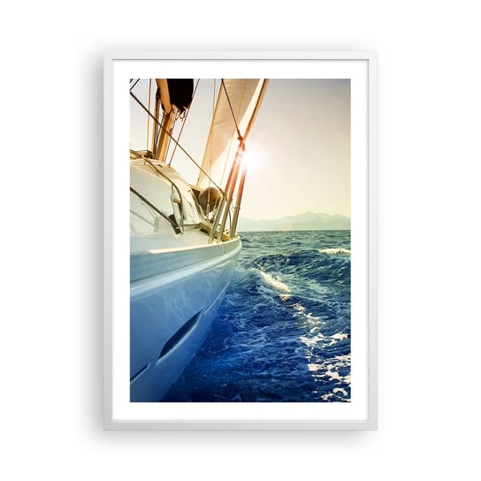 Obraz - Plakat - Po przygodę - 50x70cm - Jacht Żaglówka Morze - Nowoczesny modny obraz Plakat rama biała ARTTOR ARTTOR