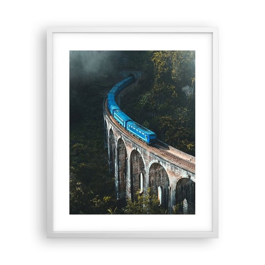 Obraz - Plakat - Pociąg do natury - 40x50cm - Most Kolejowy Krajobraz Górski Pociąg Pasażerski - Foto Plakaty w ramie koloru białego do Salonu Sypialni ARTTOR ARTTOR