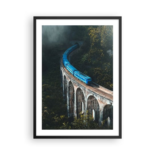 Obraz - Plakat - Pociąg do natury - 50x70cm - Most Kolejowy Krajobraz Górski Pociąg Pasażerski - Nowoczesny modny obraz Plakat czarna rama ARTTOR ARTTOR