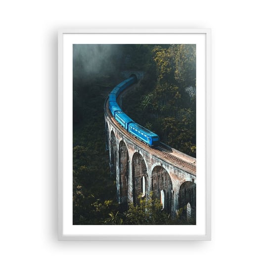 Obraz - Plakat - Pociąg do natury - 50x70cm - Most Kolejowy Krajobraz Górski Pociąg Pasażerski - Nowoczesny modny obraz Plakat rama biała ARTTOR ARTTOR