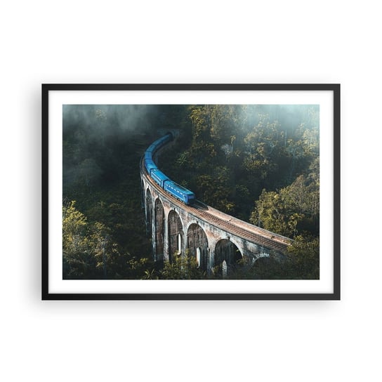 Obraz - Plakat - Pociąg do natury - 70x50cm - Most Kolejowy Krajobraz Górski Pociąg Pasażerski - Nowoczesny modny obraz Plakat czarna rama ARTTOR ARTTOR