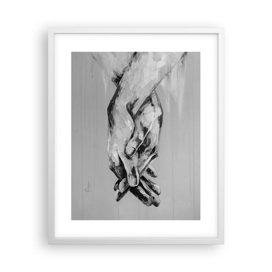 Obraz - Plakat - Początek… - 40x50cm - Dłonie Ręka Abstrakcja - Foto Plakaty w ramie koloru białego do Salonu Sypialni ARTTOR ARTTOR