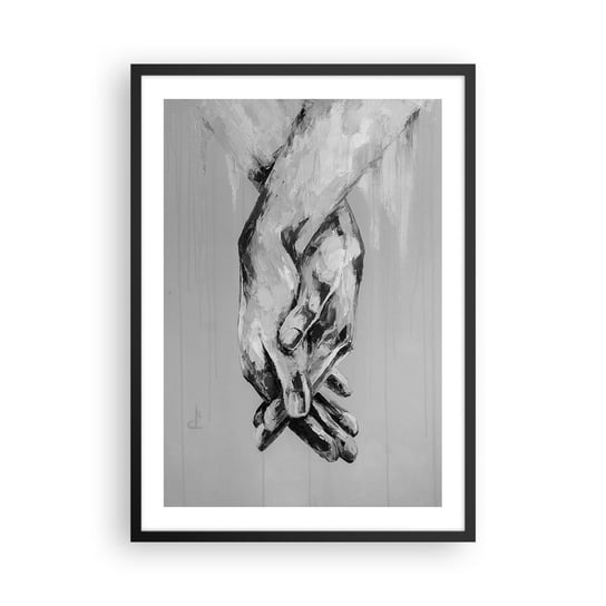 Obraz - Plakat - Początek… - 50x70cm - Dłonie Ręka Abstrakcja - Nowoczesny modny obraz Plakat czarna rama ARTTOR ARTTOR