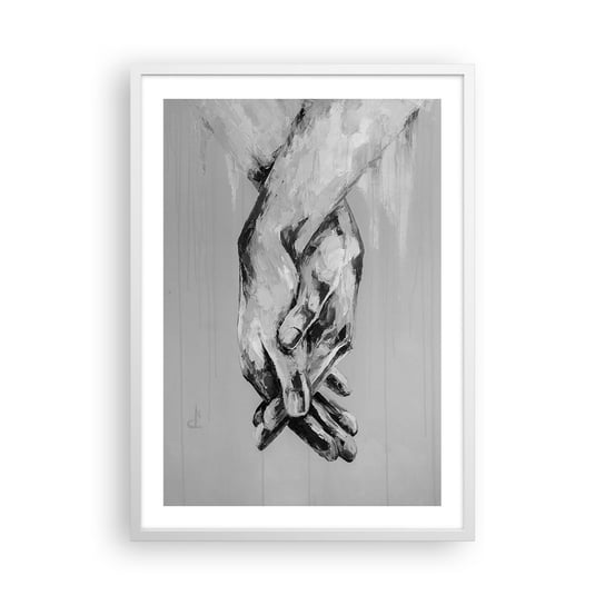 Obraz - Plakat - Początek… - 50x70cm - Dłonie Ręka Abstrakcja - Nowoczesny modny obraz Plakat rama biała ARTTOR ARTTOR