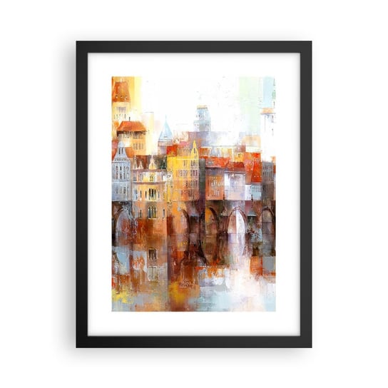 Obraz - Plakat - Pod mostem też pięknie - 30x40cm - Miasto Praga Architektura - Foto Plakaty na ścianę w czarnej ramie - Plakat do Salonu Sypialni ARTTOR ARTTOR